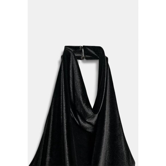 ZARA VELVET LACE MIDI DRESS - Picture 9 of 9